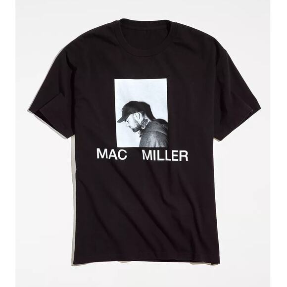 Mac Miller Portrait Tee Shirt Black Men's Medium Urban Outfitters EUC - Picture 1 of 10